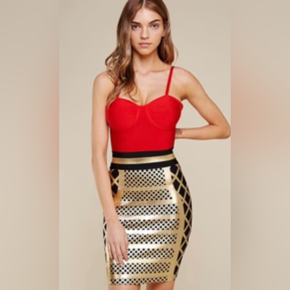 Red and Gold Bodycon Dress